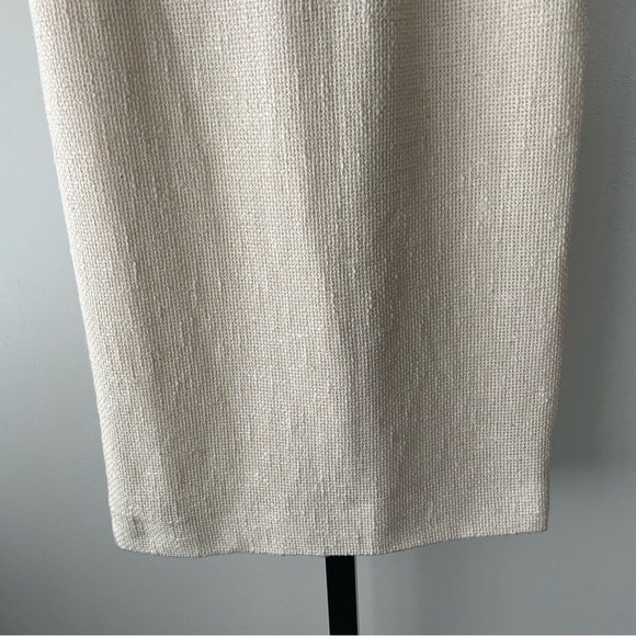 Vintage Valentino Boutique Luxury Cream Cotton Midi Pencil Skirt Size 4 - Picture 4 of 9